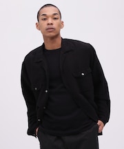 《TFQP by HANDROOM》OPEN COLLAR LONGSLEEVE WORK SHIRT FLAT BLACK ／ 長袖シャツ