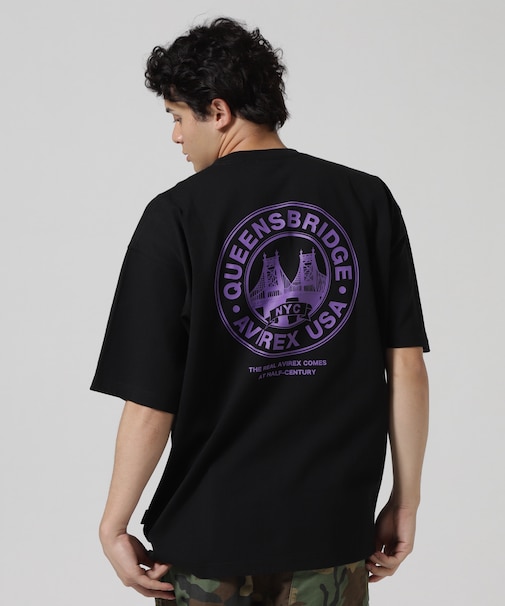 CIRCLE LOGO T-SHIRT "QUEENS BRIDGE" / サークルロゴ 半袖Tシャツ / AVIREX / アヴィレックス