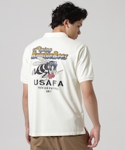 《直営店限定》FADE WASH EMB POLO "BUMBLE BEE" ／ フェイドウォッシュ 刺繍ポロ ／ AVIREX
