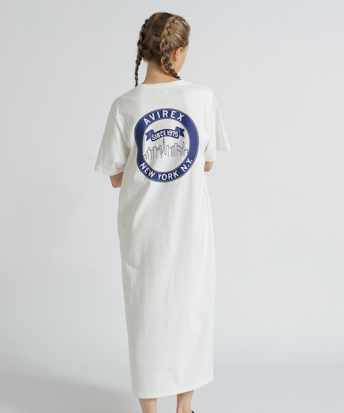 avirex ホワイト ワンピース AVIREX ワンピース CUFFS OPEN LOGO TAPE EMBROIDERED ONEPIECE