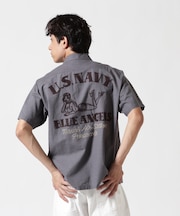 《WEB&DEPOT限定》COTTON LINEN SHIRT "BLUE ANGELS" ／ コットンリネンシャツ ブルーエンジェルス