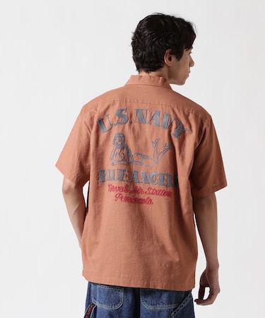 《WEB&DEPOT限定》COTTON LINEN SHIRT "BLUE ANGELS" / コットンリネンシャツ ブルーエンジェルス