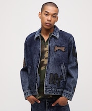 LEATHER PATCH DENIM JACKET
