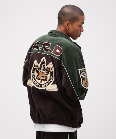 VELOUR RAGLAN SLEEVE STAND ZIP A.C.D