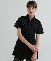 SHORT-SLEEVE MILITARY MINI SHIRT DRESS