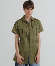 SHORT-SLEEVE MILITARY MINI SHIRT DRESS