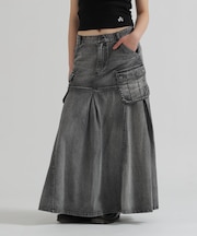 DENIM MERMAID CARGO SKIRT