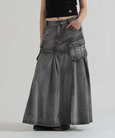 DENIM MERMAID CARGO SKIRT