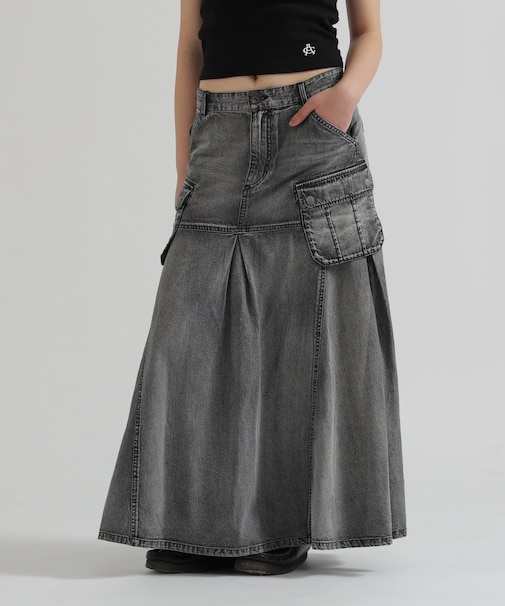 DENIM MERMAID CARGO SKIRT