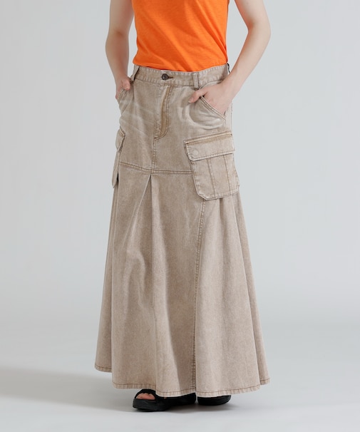 DENIM MERMAID CARGO SKIRT
