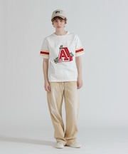 WAIST RIB COLOR BLOCKED DENIM PANTS