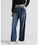 WAIST RIB COLOR BLOCKED DENIM PANTS