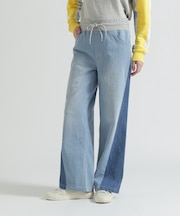 WAIST RIB COLOR BLOCKED DENIM PANTS