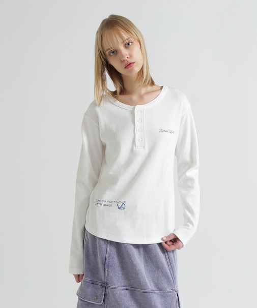 《WOMAN》HONEYCOMB WAFFLE HENLEY