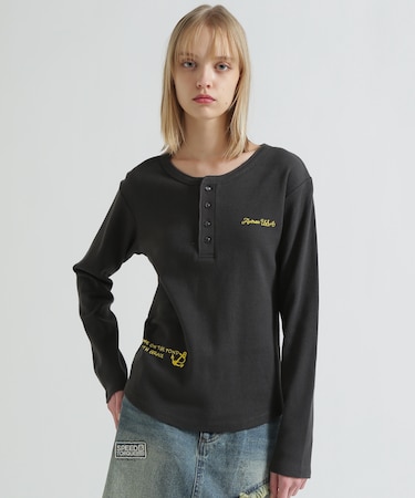 《WOMAN》HONEYCOMB WAFFLE HENLEY