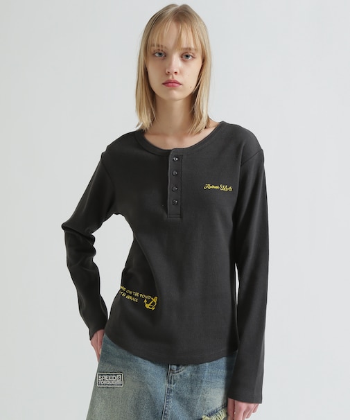 《WOMAN》HONEYCOMB WAFFLE HENLEY