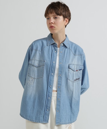 《WOMAN》DENIM SHIRT WITH GRAFFITI PRINT