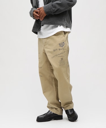 AGED LOOK STENCIL CHINO PANTS