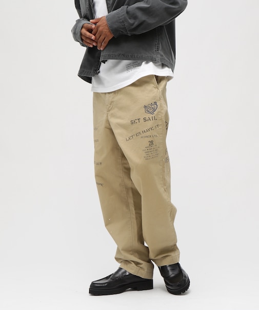 AGED LOOK STENCIL CHINO PANTS