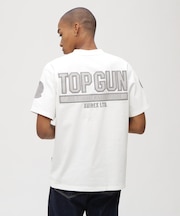 《直営店限定》S／S TOPGUN LEATHER PATCHED T-SHIRT