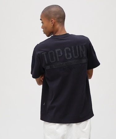 《直営店限定》S／S TOPGUN LEATHER PATCHED T-SHIRT