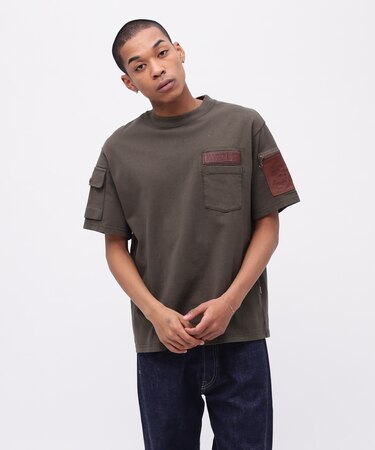 《50th Anniversary》LEATHER PATCHED FATIGUE T-SHIRT / レザー パッチド ファティーグ 半袖