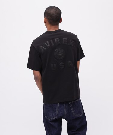 《50th Anniversary》LEATHER PATCHED VARSITY T-SHIRT ／ レザー パッチド バーシティ 半袖T