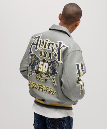 《50th Anniversary》GRAPHIC VARSITY LEATHER JACKET