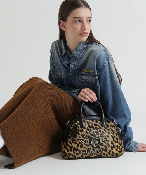 直営店限定》LX VARSITY LEATHER MINI BOSTON BAG｜アヴィレックスの