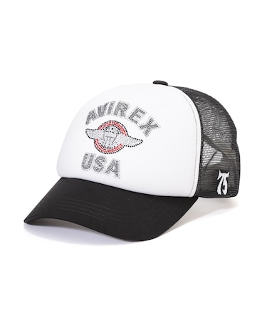 RHINESTONE VARSITY LOGO MESH CAP