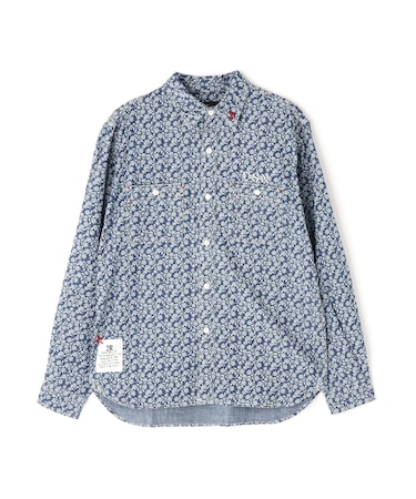 FLORAL PATTERN DENIM WORK L／S SHIRT