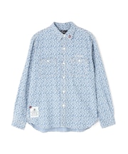 FLORAL PATTERN DENIM WORK L／S SHIRT
