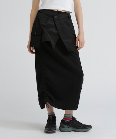 NYLON×DOUBLE KNIT LAYERED SKIRT／ナイロン×ダブルニットレイヤードスカート