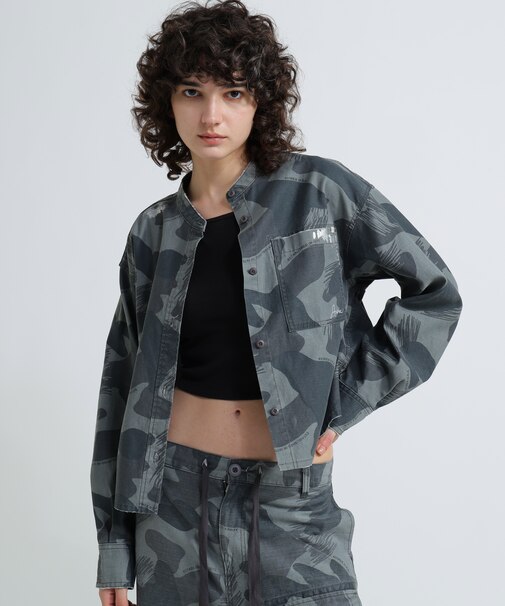 《WOMAN》CAMOUFLAGE SHORT SHIRTS／カモフラージュショートシャツ