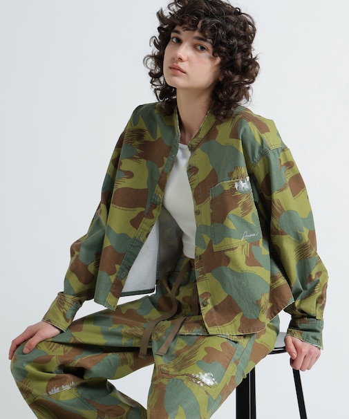 《WOMAN》CAMOUFLAGE SHORT SHIRTS／カモフラージュショートシャツ