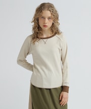 《WOMAN》BICOLOR HONEYCOMBI WAFFLE T-SHIRT／バイカラーハニカムワッフルTシャツ