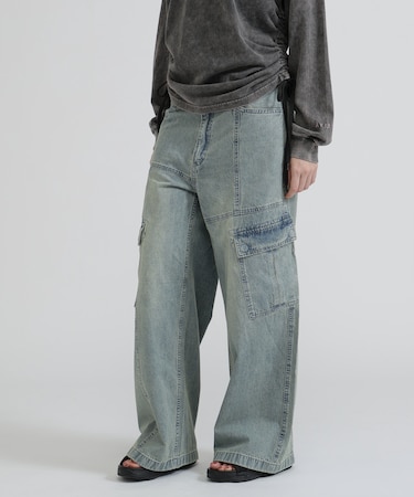 PANEL CARGO DENIM PANTS