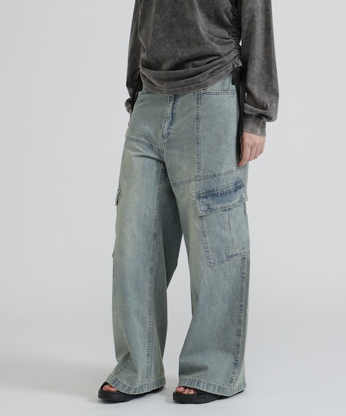 PANEL CARGO DENIM PANTS
