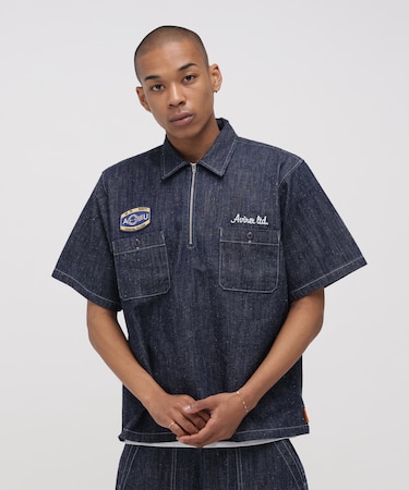 《AVIREX × UNIVERSAL OVERALL》NAVY POSTAL HALF ZIP SHIRT