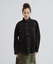 《WOMAN》L/S ACID WASH SHIRT