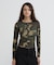 《WEB限定／DAILY／デイリー／WOMAN》RIB CAMO L／S HENLEY NECK T-SHIRT