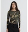 《WEB限定／DAILY／デイリー／WOMAN》RIB CAMO L／S HENLEY NECK T-SHIRT