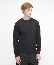 HONEYCOMB WAFFLE L/S HENLEY NECK T-SHIRT