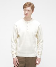 HONEYCOMB WAFFLE L/S HENLEY NECK T-SHIRT