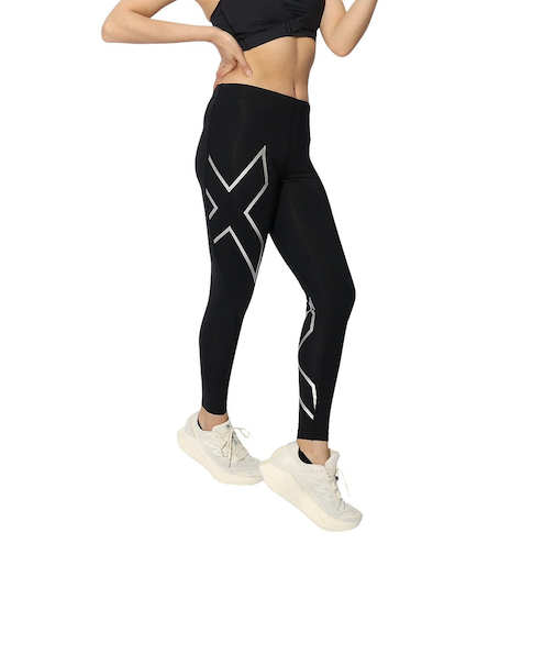 ツー・タイムズ・ユー(2XU)ストライプド コンプレッション タイツ WA4173B-BLK/SIL