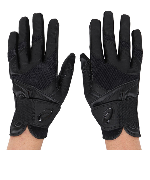 アシックス 硬式グローブ 黒 アシックス（ASICS）バッティンググローブ 両手用 ゴールド