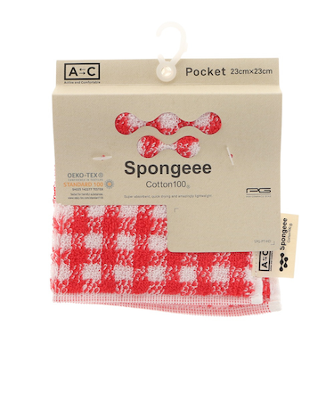 Spongeee ポケットタオル チェック 911PA0AZ6826CHRED