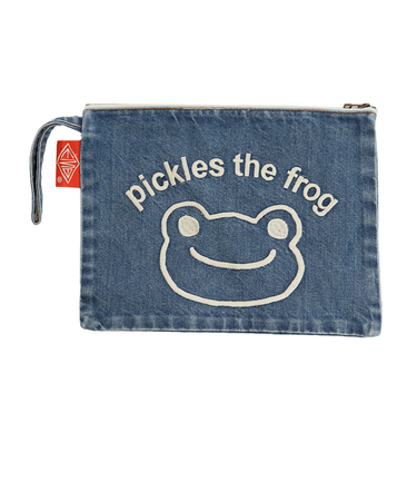 刺繍 デニムクラッチバッグ フェイス 133724-19