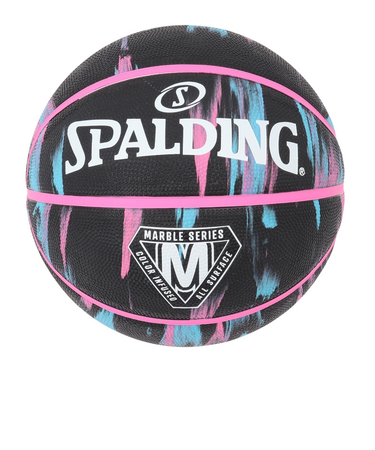 スポルディング（SPALDING）バスケットボール 6号球 マーブル ブラックネオン ラバー 84-409Z 屋外 室外