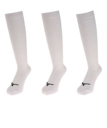 ミズノ（MIZUNO）野球 ソックス 靴下 アンダーストッキング 3足組 12JX2U0301 24-27 ホワイト